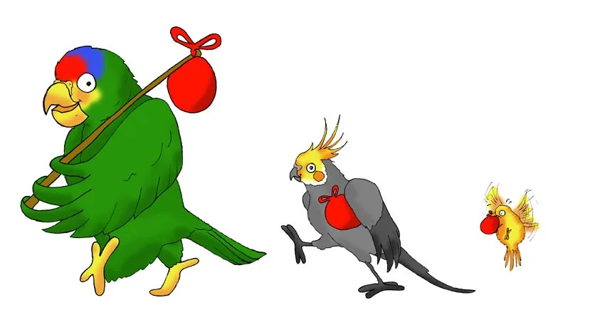 Drei Urlaubsvögel im Vogelhaus Evy